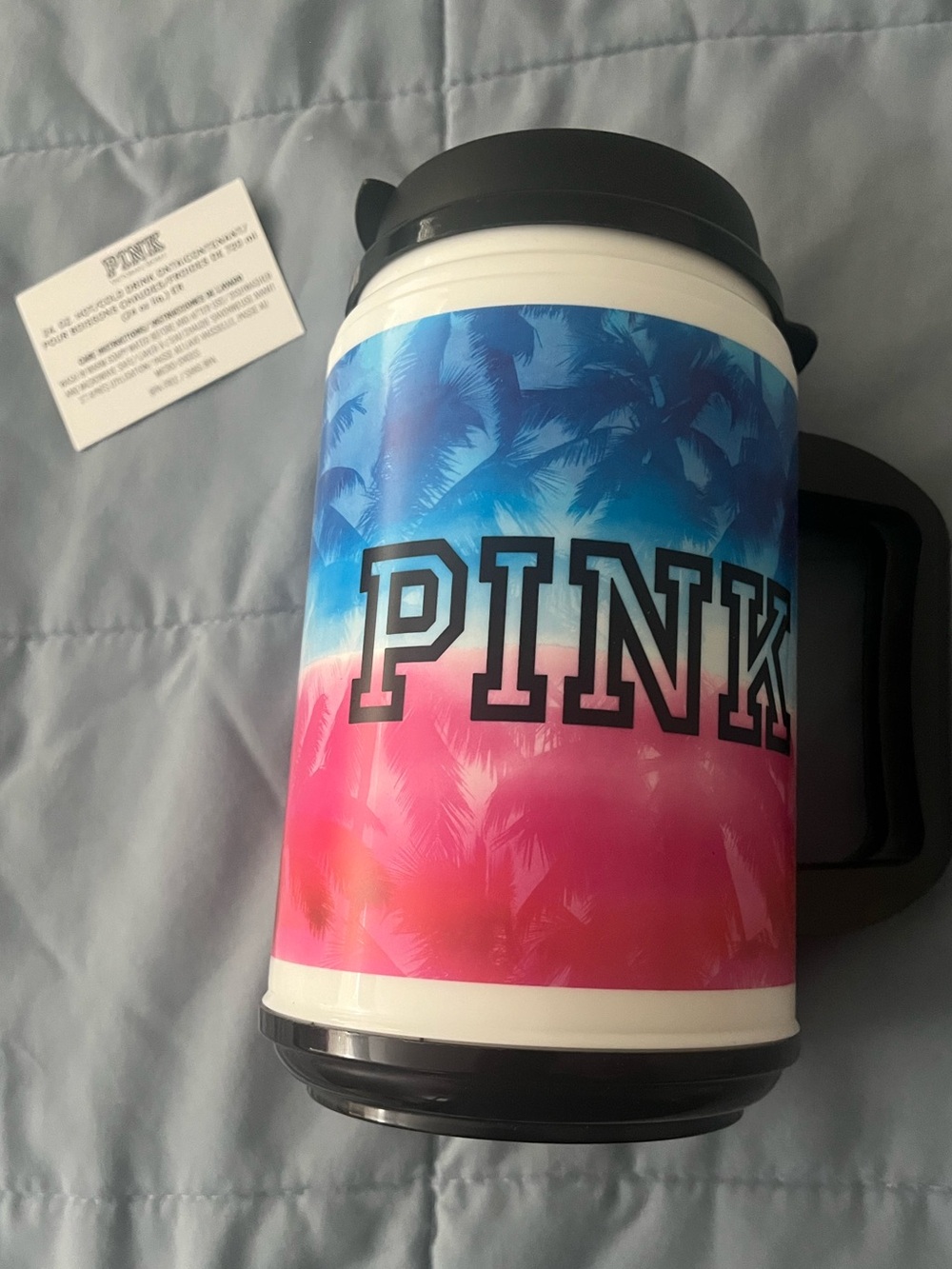 PINK Victoria's Secret Gradient Palm Travel Mug - Blue to Pink